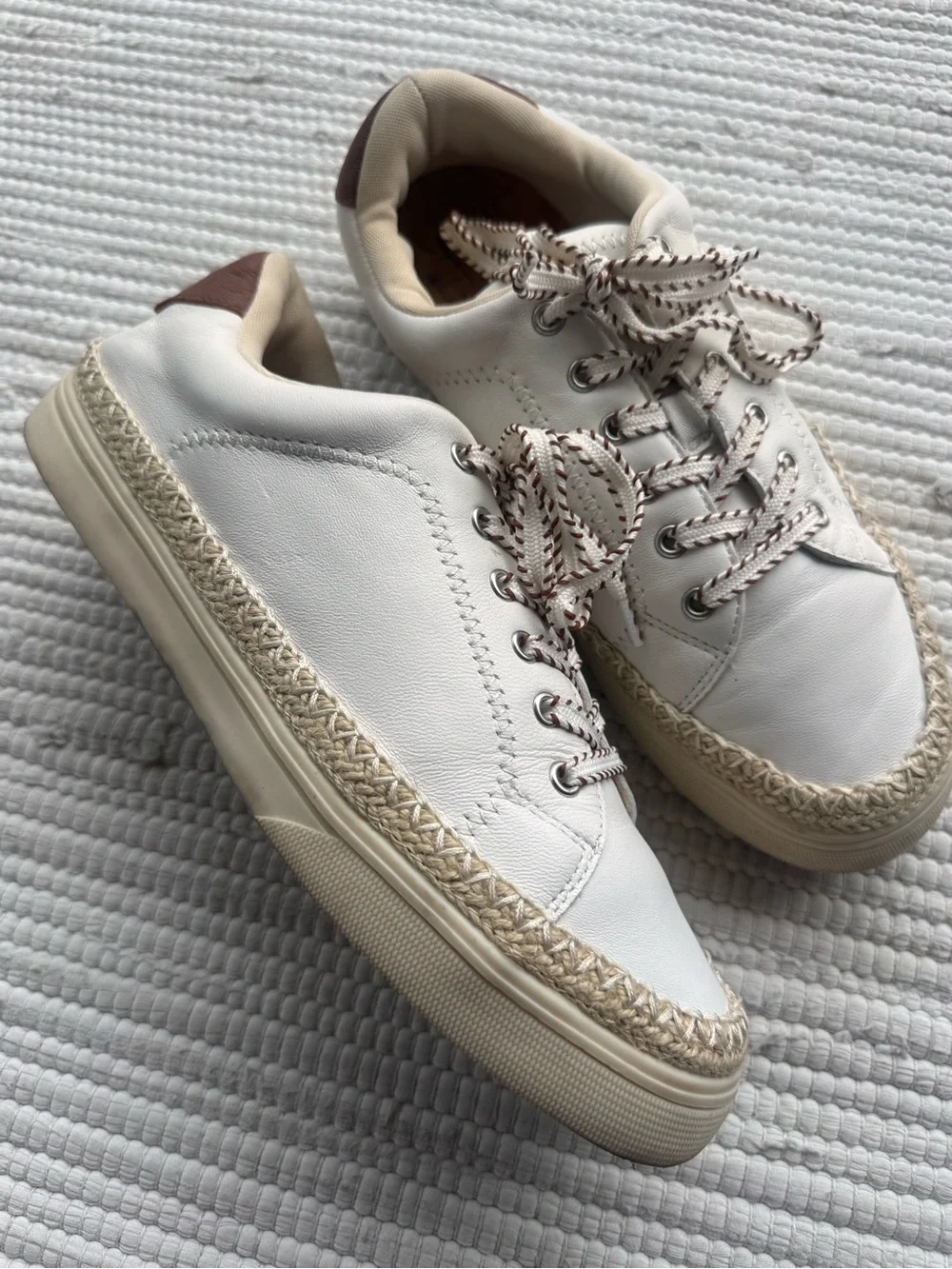 Lucky Brand Cheynas Leather Espadrille Platform Sneakers Size 8.5